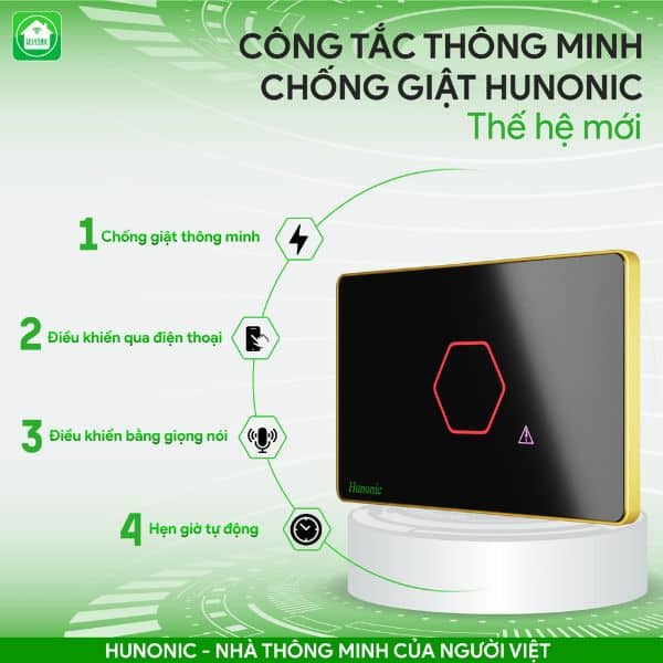 Công Tắc Chống Giật Bình Nóng Lạnh Datic Màu Đen 8 Tính năng công tắc chống giật Hunonic