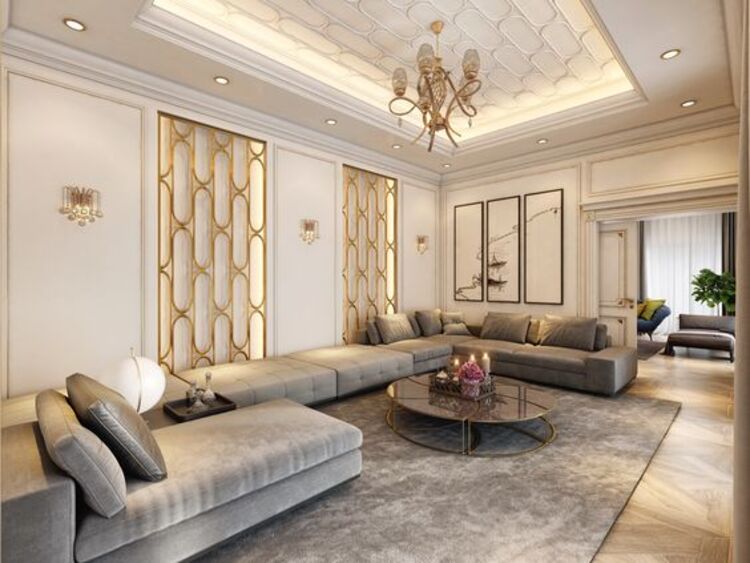 Trần thạch cao phòng khách đẹp cho nhà mặt phố