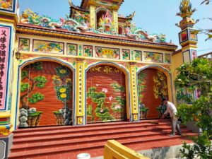 Mành trúc vẽ tùng cúc trúc mai